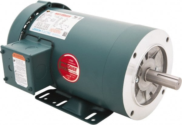 Leeson - 3 Max hp, 3,600 Max RPM, Premium Efficient Electric AC DC Motor - 230/460 V Input, Three Phase, 145TC Frame, C-Face with Base Mount, TEFC Enclosure - Exact Tooling