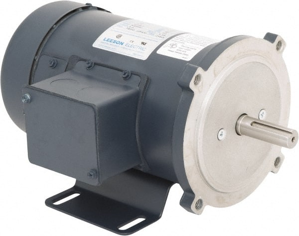 Leeson - 1/2 Max hp, 2,500 Max RPM, DC Electric AC DC Motor - 115 V Input, SS56C Frame, C-Face with Base Mount, TEFC Enclosure - Exact Tooling