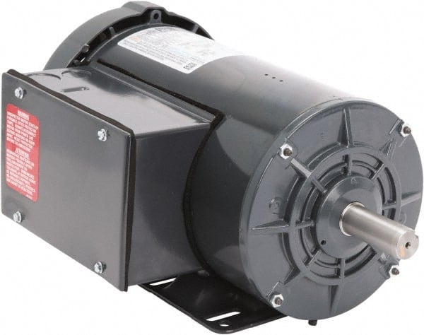 Leeson - 2 Max hp, 1,800 Max RPM, Capacitor Start Electric AC DC Motor - 115-208/230 V Input, Single Phase, 56HZ Frame, Rigid Base Mount, TEFC Enclosure - Exact Tooling
