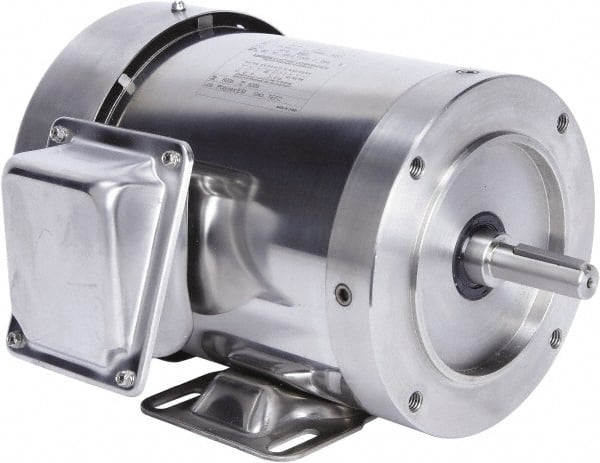 Leeson - 1-1/2 Max hp, 1,800 Max RPM, Premium Efficient Electric AC DC Motor - 230/460 V Input, Three Phase, 56HC Frame, C-Face with Base Mount, TEFC Enclosure - Exact Tooling