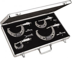 Starrett - Mechanical Outside Micrometer Sets Minimum Measurement (Inch): 0 Maximum Measurement (Inch): 4 - Exact Tooling