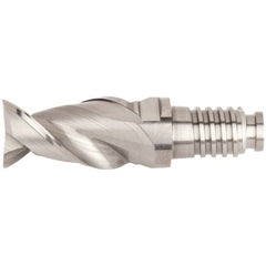 Kennametal - 5/8" Mill Diam, 15/16" LOC, 55.7mm OAL, 2 Flute Square End Mill Head - Duo-Lock 16 Connection, Solid Carbide, Uncoated, Right Hand Flute, Spiral Flute, Centercutting, 45° Helix, Series ABDF - Exact Tooling