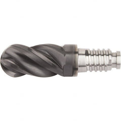 Kennametal - 0.3937" Mill Diam, 15mm LOC, Solid Carbide Ball End Mill Head - Spiral Flute, Right Hand Cut, 39° Helix, 4 Flutes, AlTiN Finish - Exact Tooling