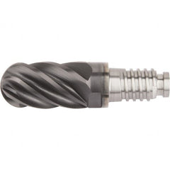 Kennametal - 0.4724" Mill Diam, 18mm LOC, Solid Carbide Ball End Mill Head - Spiral Flute, Right Hand Cut, 39° Helix, 6 Flutes, AlTiN Finish - Exact Tooling
