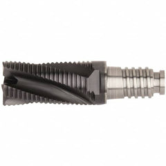 Kennametal - 1" Diam, 1-1/2" LOC, 5 Flute, 0.5mm Corner Chamfer End Mill Head - Solid Carbide, AlTiN Finish, Duo-Lock 25 Connection, Spiral Flute, 20° Helix, Centercutting - Exact Tooling