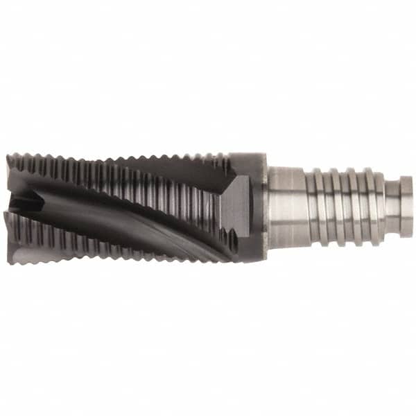 Kennametal - 5/8" Diam, 15/16" LOC, 4 Flute, 0.5mm Corner Chamfer End Mill Head - Solid Carbide, AlTiN Finish, Duo-Lock 16 Connection, Spiral Flute, 20° Helix, Centercutting - Exact Tooling