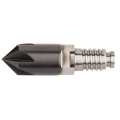 Kennametal - 1/2" Diam, 2.54mm LOC, 5 Flute, 0.1" Corner Chamfer End Mill Head - Solid Carbide, AlTiN Finish, Duo-Lock 12 Connection, Spiral Flute, 0° Helix - Exact Tooling