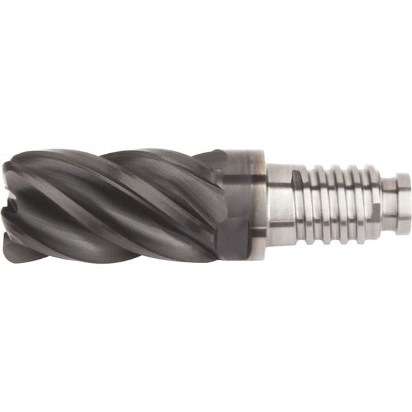 Kennametal - 10mm Diam, 15mm LOC, 5 Flute, 0.5mm Corner Radius End Mill Head - Solid Carbide, AlTiN Finish, Duo-Lock 10 Connection, Spiral Flute, 37 & 39° Helix - Exact Tooling