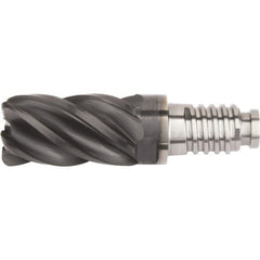 Kennametal - 3/8" Diam, 9/16" LOC, 5 Flute, 0.762mm Corner Radius End Mill Head - Solid Carbide, AlTiN Finish, Duo-Lock 10 Connection, Spiral Flute, 37 & 39° Helix - Exact Tooling