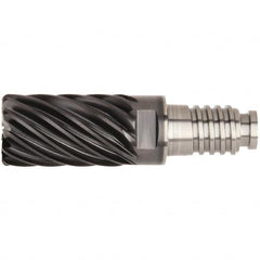 Kennametal - 5/8" Diam, 15/16" LOC, 11 Flute, 0.03" Corner Radius End Mill Head - Solid Carbide, AlTiN Finish, Duo-Lock 16 Connection, Spiral Flute, 36° Helix - Exact Tooling