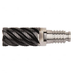 Kennametal - 12mm Diam, 18mm LOC, 4 Flute, 0.75mm Corner Radius End Mill Head - Solid Carbide, AlTiN Finish, Duo-Lock 12 Connection, Spiral Flute, 45° Helix, Centercutting - Exact Tooling