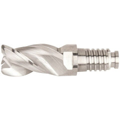 Kennametal - 16mm Diam, 24mm LOC, 3 Flute, 1mm Corner Radius End Mill Head - Solid Carbide, Uncoated, Duo-Lock 16 Connection, Spiral Flute, 38° Helix, Centercutting - Exact Tooling
