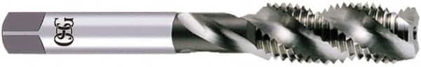 OSG - 5/8-11 UNC, 4 Flute, 50° Helix, Bottoming Chamfer, Bright Finish, High Speed Steel Spiral Flute STI Tap - Right Hand Flute, 4-1/4" OAL, 0.59" Shank Diam, 2" Thread Length, 3B Class of Fit, Series S108 - Exact Tooling