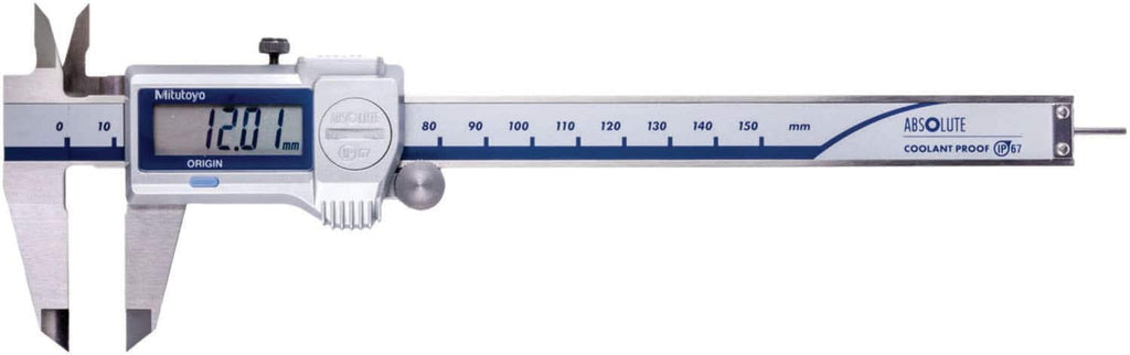 Mitutoyo - Electronic Calipers; Minimum Measurement (mm): 0.00 ; Maximum Measurement (Decimal Inch): 6 ; Maximum Measurement (mm): 150.00 ; Accuracy Plus/Minus (mm): 0.0200 ; Resolution (Decimal Inch): 0.0005 ; Resolution (mm): 0.0100 - Exact Tooling
