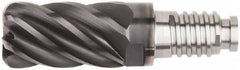 Kennametal - 1/2" Diam, 3/4" LOC, 6 Flute, 0.03" Corner Radius End Mill Head - Solid Carbide, AlTiN Finish, Duo-Lock 12 Connection, Spiral Flute, 37 & 39° Helix, Centercutting - Exact Tooling