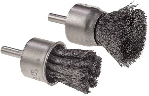 Camel Grinding Wheels - 3/4" Brush Diam, Crimped, End Brush - 1/4" Diam Shank, 1/4" Pilot Diam - Exact Tooling