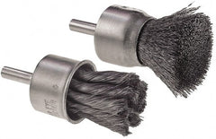 Camel Grinding Wheels - 1" Brush Diam, Crimped, End Brush - 1/4" Diam Shank, 1/4" Pilot Diam - Exact Tooling