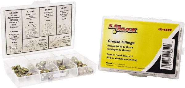lumax - Grease Fitting Sets Standard of Measurement: Metric Material: Steel - Exact Tooling