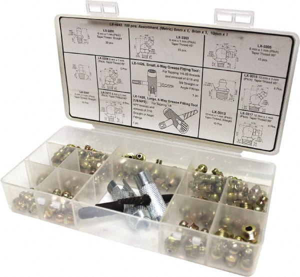 lumax - Grease Fitting Sets Standard of Measurement: Metric Material: Steel - Exact Tooling