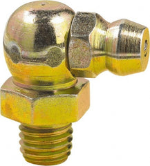 lumax - 90° Head Angle, 1/4-28 Taper Steel Taper Thread Grease Fitting - Zinc Plated Finish - Exact Tooling
