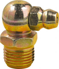 lumax - 90° Head Angle, 1/8 PTF Steel Taper Thread Grease Fitting - Zinc Plated Finish - Exact Tooling