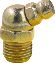 lumax - 45° Head Angle, 1/8 PTF Steel Taper Thread Grease Fitting - Zinc Plated Finish - Exact Tooling