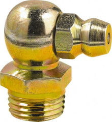 lumax - 90° Head Angle, M8x1 Metric Steel Taper Thread Grease Fitting - Zinc Plated Finish - Exact Tooling