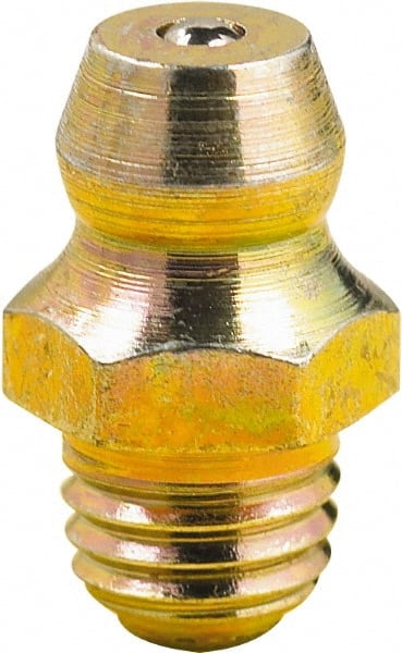 lumax - 0° Head Angle, M8x1 Metric Steel Taper Thread Grease Fitting - Zinc Plated Finish - Exact Tooling