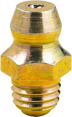 lumax - 0° Head Angle, M8x1 Metric Steel Taper Thread Grease Fitting - Zinc Plated Finish - Exact Tooling