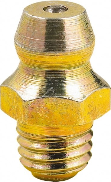 lumax - 0° Head Angle, M6x1 Metric Steel Taper Thread Grease Fitting - Zinc Plated Finish - Exact Tooling