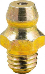 lumax - 0° Head Angle, M6x1 Metric Steel Taper Thread Grease Fitting - Zinc Plated Finish - Exact Tooling