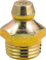lumax - 0° Head Angle, M10x1 Metric Steel Taper Thread Grease Fitting - Zinc Plated Finish - Exact Tooling