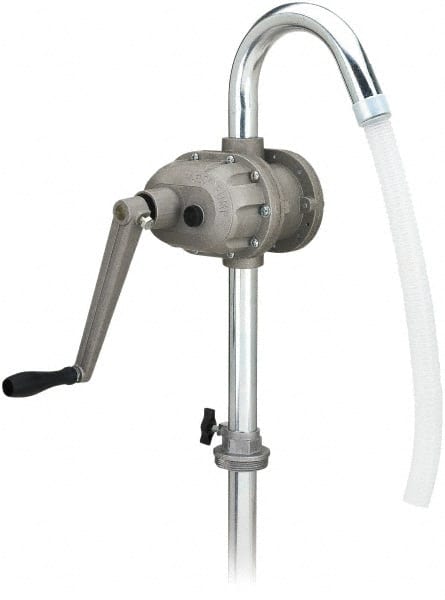 lumax - Oil Lubrication 0.25 Gal/Turn Flow Aluminum & Steel Rotary Hand Pump - For 15 to 55 Gal Container - Exact Tooling