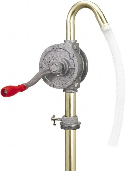 lumax - Oil Lubrication 0.07 Gal/Turn Flow Aluminum & Steel Rotary Hand Pump - For 15 to 55 Gal Container - Exact Tooling