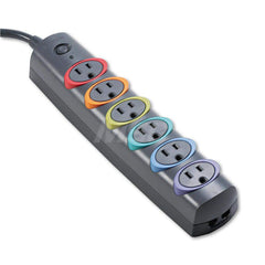 ACCO - Power Outlet Strips; Amperage: 15 ; Voltage: 125 ; Number of Outlets: 6 ; Material: ABS Plastic ; Mounting Type: Floor ; Cord Length (Feet): 6 - Exact Tooling