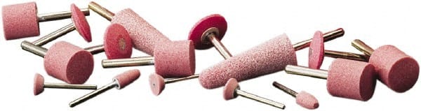 Camel Grinding Wheels - 7/8" Head Diam x 2-1/2" Thickness, A1, Tree End, Aluminum Oxide Mounted Point - Pink, Medium Grade - Exact Tooling