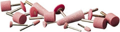 Camel Grinding Wheels - 7/32" Head Diam x 3/8" Thickness, B44, Tree End, Aluminum Oxide Mounted Point - Pink, Medium Grade - Exact Tooling