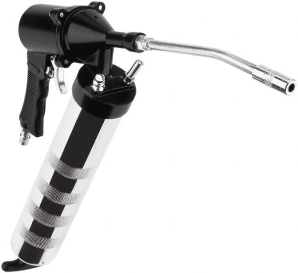 lumax - 3,000 Max psi, Flexible Air-Operated Grease Gun - 14 oz Capacity, 1/8 Thread Outlet, 3-Way Fill - Exact Tooling