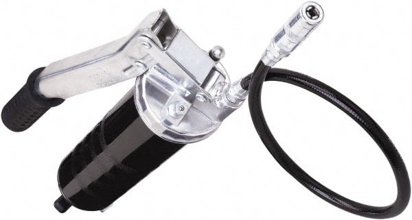 lumax - 10,000 Max psi, Flexible Lever Grease Gun - 14 oz Capacity, 1/8 Thread Outlet, 17 Strokes per oz, 3-Way Fill - Exact Tooling
