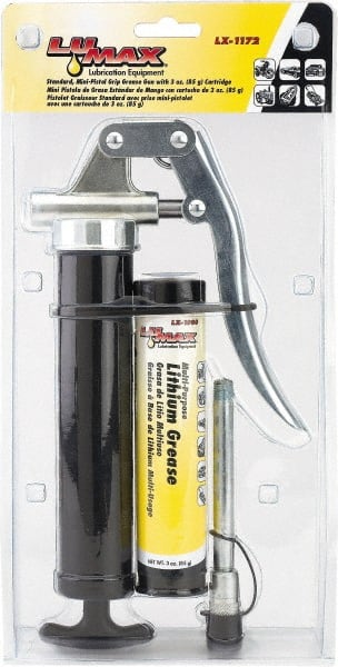 lumax - Rigid Pistol Grease Gun - 3 oz Capacity, 1/8 Thread Outlet, 66 Strokes per oz, Bulk & Cartridge Fill - Exact Tooling