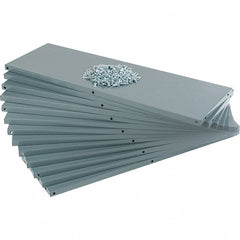 Value Collection - 35.8" Wide, 1 High, Open Shelving Accessory/Component - 21 Gauge Steel, Powder Coat Finish, Use with Bins/Totes - Exact Tooling