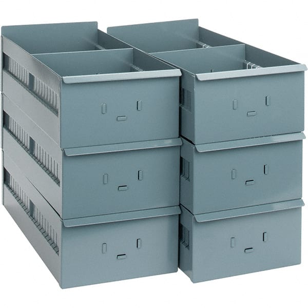 Value Collection - 8.2" Wide, 4-19/32 High, Open Shelving Accessory/Component - 19 Gauge Steel, Powder Coat Finish, Use with Bins/Totes - Exact Tooling