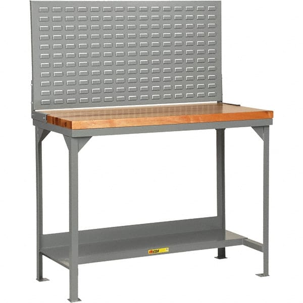 Little Giant - 48 Wide x 24" Deep x 36" High, Butcher Block Workbench - 1-3/4" Butcher Block Top, Fixed Legs, Gray - Exact Tooling