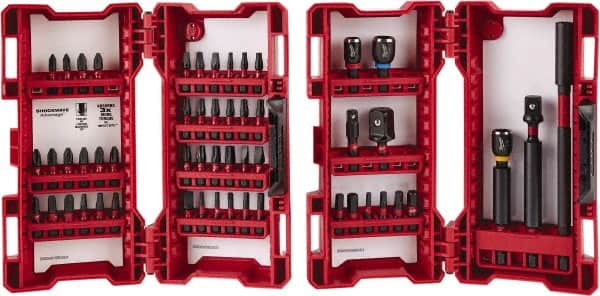 Milwaukee Tool - 55 Piece, Impact Driver Bit Set - 3/32 to 1/4" Hex, #1 to #3, Drilling/Screwdriving Utility Accessory Set Kit, 1/4" Hex Drive, Hex Point - Exact Tooling