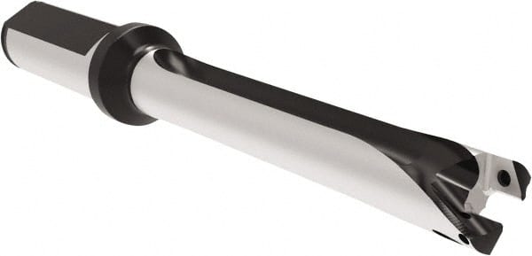 Allied Machine and Engineering - Series 16, 16 to 16.99mm Diam, 3/4" Diam Straight Shank with Flange, Straight Flute Spade Drill - 4-11/16" Max Depth, 8" OAL, Standard Length, Through Coolant - Exact Tooling