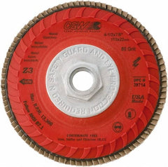 Camel Grinding Wheels - 120 Grit, 5" Disc Diam, 5/8-11 Center Hole, Compact Zirconia Alumina Flap Disc - 12,200 Max RPM, Poly Cotton Backing, Arbor Attaching System, Coated - Exact Tooling