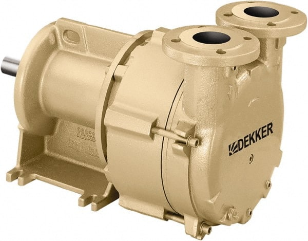 DEKKER Vacuum Technologies - 29 Hg Max, 1-1/2" ANSI 150# RF Flanged Inlet & Discharge, Single Stage Liquid Ring Vaccum Pump - 150 CFM, 10 hp, Cast Iron Housing, 316 Stainless Steel Impeller, 1,750 RPM, 230/460 Volts - Exact Tooling