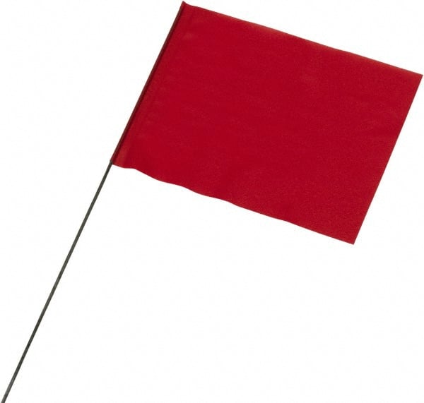 Ability One - 4" High x 5" Wide, Red PVC Marking Flag - 21" Overall Height - Exact Tooling