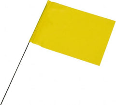 Ability One - 4" High x 5" Wide, Yellow PVC Marking Flag - 21" Overall Height - Exact Tooling