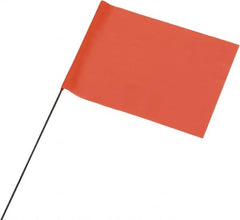 Ability One - 4" High x 5" Wide, Fluorescent Orange PVC Marking Flag - 21" Overall Height - Exact Tooling